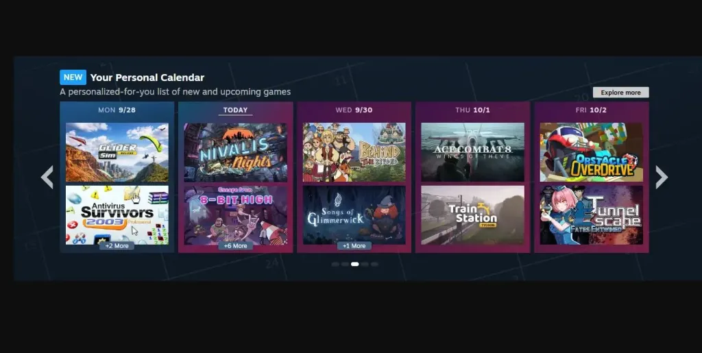 Valve запустила «Персональный календарь» для всех пользователей Steam